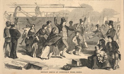 Siirtolaisten saapuminen Constitution Wharfiin, Boston, Ballou