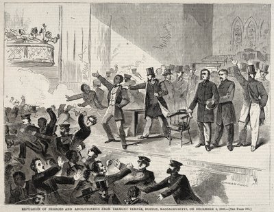 Neekerien ja abolitionistien karkottaminen Tremontin temppelistä Bostonissa, Massachusettsissa, 3. joulukuuta 1860. tekijältä Winslow Homer