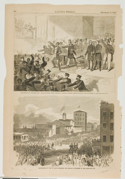 Neekerien ja abolitionistien karkottaminen Tremontin temppelistä Bostonissa, Massachusettsissa 3. joulukuuta 1860. tekijältä Winslow Homer