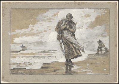 Fisher Girl with Net, 1882 tekijältä Winslow Homer