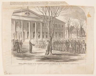 Kenraali Thomas vannoi Yhdysvaltojen palvelukseen kutsutuissa vapaaehtoisissa Washington DC:ssä tekijältä Winslow Homer