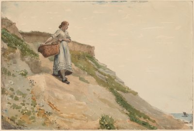 Tyttö koria kantamassa, 1882. tekijältä Winslow Homer