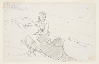 Tyttö istuu auralla tekijältä Winslow Homer