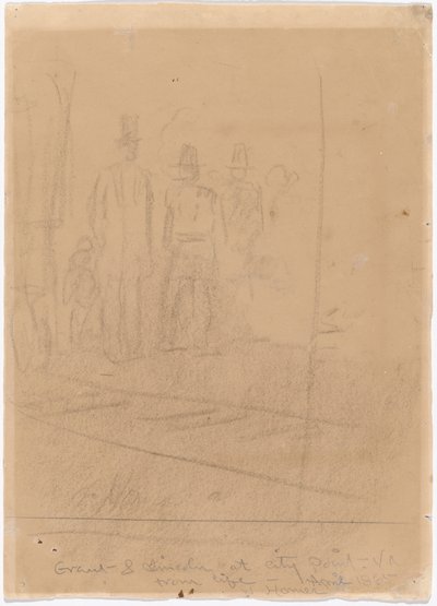 Grant ja Lincoln City Pointissa, Virginiassa [recto], 1865. tekijältä Winslow Homer