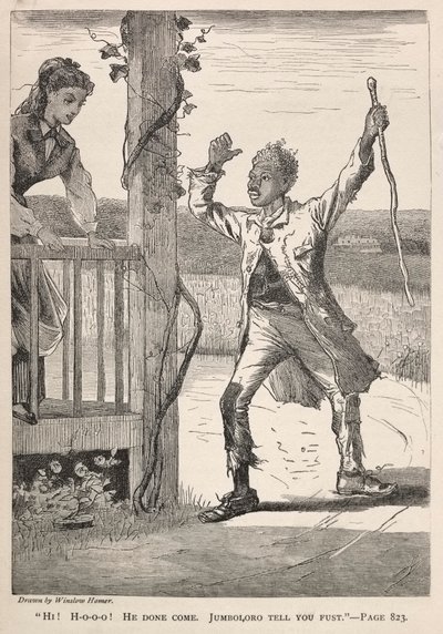 "Hei! H-O-O-O-O!  Hän on tullut.  Jumboloro kertoo sinulle ensin." tekijältä Winslow Homer