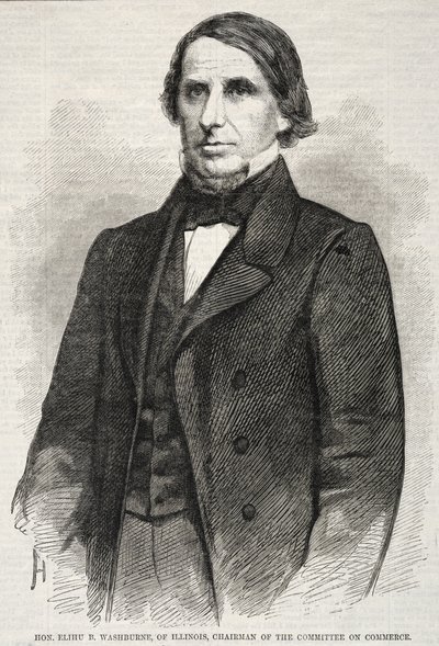 Hon. Elihu B. Washburne, Illinois, kauppakomitean puheenjohtaja, 1860. tekijältä Winslow Homer