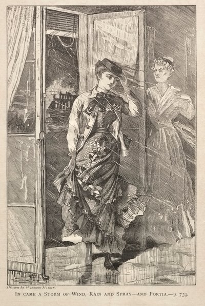 Tuuli, sade ja suihku - ja Portia tuli myrskyssä tekijältä Winslow Homer