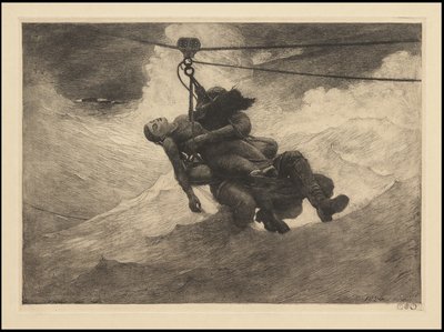 Life Line, 1884, luultavasti painettu noin 1940 tekijältä Winslow Homer