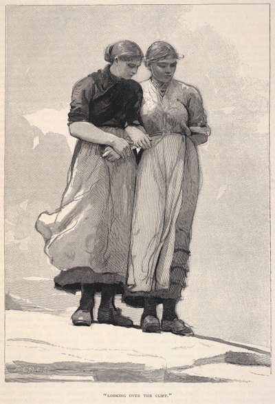 Looking Over The Cliff, The Century Magazine, marraskuu 1883. tekijältä Winslow Homer