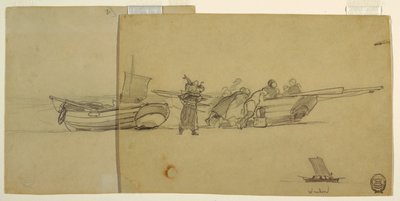 Miehet ja naiset purkamassa kalastus Dorya, Cullercoats, Englanti tekijältä Winslow Homer