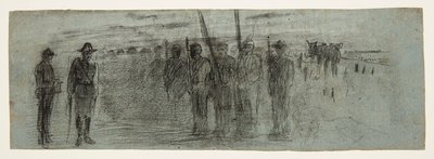 Upseeri ja avustaja tarkastamassa laivuetta tekijältä Winslow Homer
