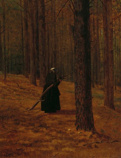 Vanha nainen keräämässä sivellintä, 1865 tekijältä Winslow Homer