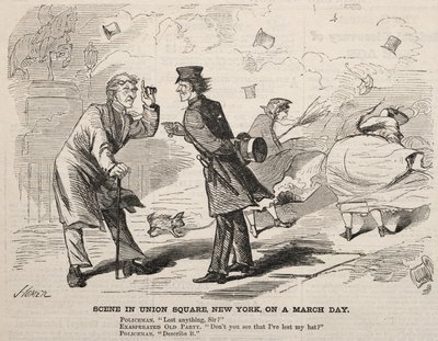 Kohtaus Union Squarella, New Yorkissa, maaliskuun päivänä tekijältä Winslow Homer