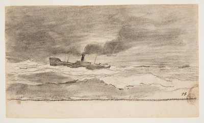 Merimaisema kalastustroolarin kanssa, Cullercoats, Englanti tekijältä Winslow Homer