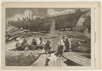 Laivanrakennusta Gloucesterin satamassa tekijältä Winslow Homer