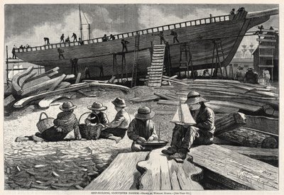 Laivanrakennus, Gloucesterin satama, 1873. tekijältä Winslow Homer