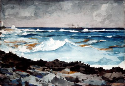 Shore and Surf, Nassau, 1899 (wc ja grafiitti paperilla) tekijältä Winslow Homer