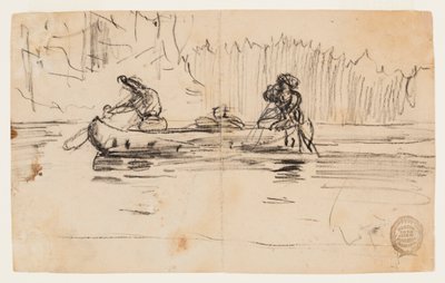Sivunäkymä kanootista kahden miehen kanssa tekijältä Winslow Homer