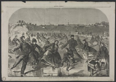 Luistelu Ladies Skating Pondilla Central Parkissa, New Yorkissa, 1860. tekijältä Winslow Homer