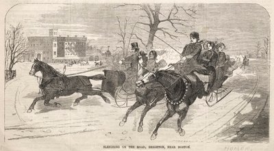 Sleighing on the Road, Brighton, lähellä Bostonia, 1859. tekijältä Winslow Homer
