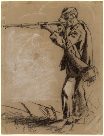 Soldier Taking Aim [recto], 1864. tekijältä Winslow Homer
