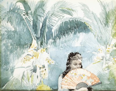 Espanjalainen tyttö tuulettimen kanssa, 1885 tekijältä Winslow Homer