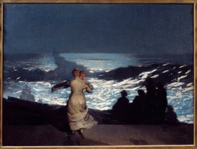 Kesäyö. Naiset tanssivat kuunvalossa. Winslow Homerin (1836-1910) maalaus Ec. Olen tekijältä Winslow Homer