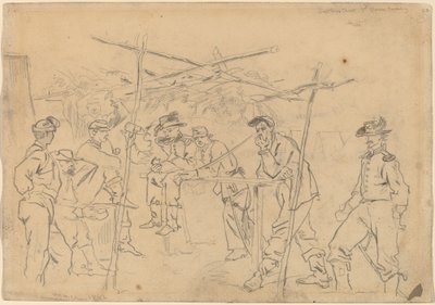 Sutlerin teltta, 3. Pennsylvania Cavalry [recto], 1862. tekijältä Winslow Homer
