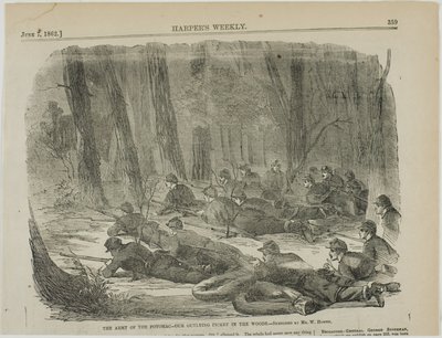 Potomacin armeija - syrjäinen vartiopaikkamme metsässä - tekijältä Winslow Homer