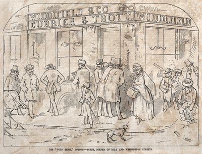 "Kylmä termi", Boston - kohtaus, Milk Streetin ja Washington Streetin kulma. tekijältä Winslow Homer