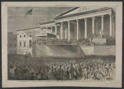 Abraham Lincolnin virkaanastujaiset Yhdysvaltain presidentiksi Capitolissa Washingtonissa 4. maaliskuuta 1861. tekijältä Winslow Homer