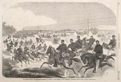 Unionin ratsuväki ja tykistö lähdössä kapinallisten perään Yorktownin kiertotietä pitkin. tekijältä Winslow Homer