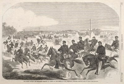 Unionin ratsuväki ja tykistö aloittamassa kapinallisten takaa Yorktown Turnpikea pitkin, 1862. tekijältä Winslow Homer