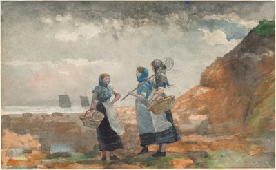 Three Fisher Girls, Tynemouth, 1881. tekijältä Winslow Homer