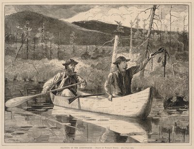 Trapping in the Adirondacks, alkaen Every Saturday: Ilustrated Journal of Choice Reading, 24. joulukuuta 1870. tekijältä Winslow Homer