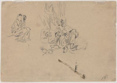 Kaksi sotilasta lepää [verso], 1862. tekijältä Winslow Homer