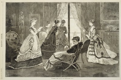 Odotan kutsuja uudenvuodenpäivänä, 2. tammikuuta 1869 (puukaiverrus) tekijältä Winslow Homer