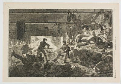 Talvihuoneet leirissä - majan sisäpuoli tekijältä Winslow Homer