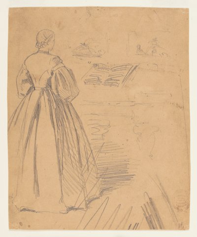 Nainen seisoo pianon edessä tekijältä Winslow Homer