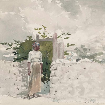 Nainen seisoo portilla, Bahama tekijältä Winslow Homer
