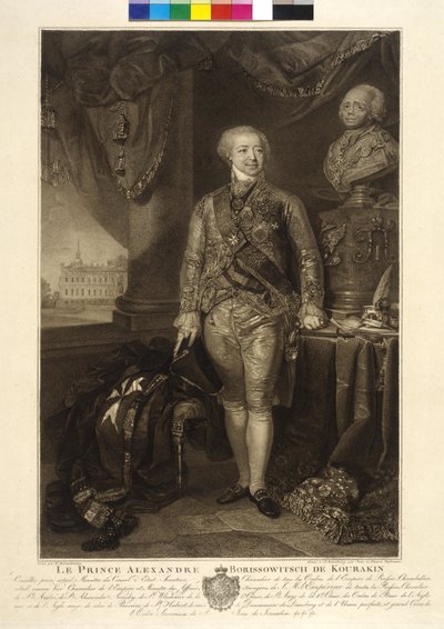 Aleksandr Borisovic Kurakin (etching) tekijältä Wladimir Lukitsch Borowikowski