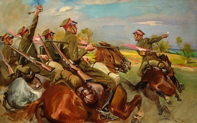 Puolan ratsuväen hyökkäys (öljy kankaalle) tekijältä Wojciech Kossak