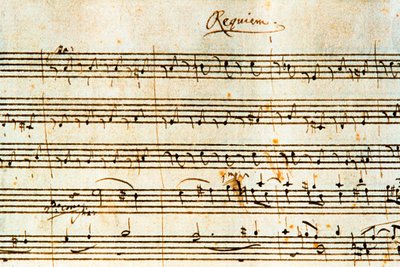 Itävaltalaisen säveltäjän Wolfgang Amadeus Mozartin (1756-1791) Requiem, K. 626 nimikirjoitus tekijältä Wolfgang Amadeus Mozart