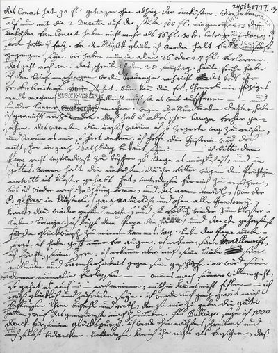 W. A. ​​Mozartin kirje. 24. lokakuuta 1777 tekijältä Wolfgang Amadeus Mozart