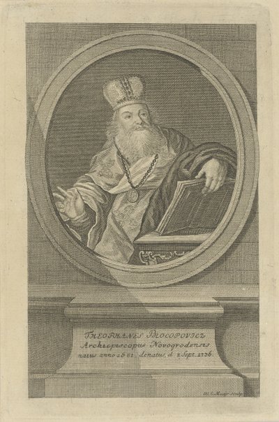 Runoilija Theofan Prokopovichin muotokuva 1681-1736, noin 1760. tekijältä Wolfgang Christoph Mayr