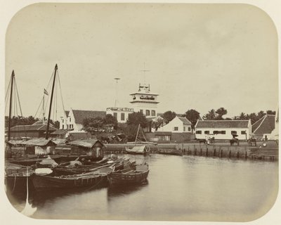 Näköala satama-kanavalla Bataviassa tekijältä Woodbury and Page