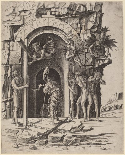 Laskeutuminen Limboon tekijältä Workshop of Andrea Mantegna