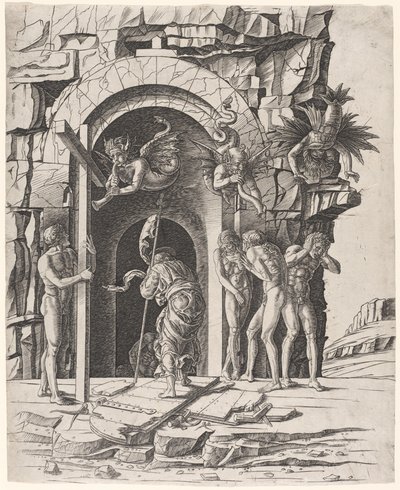 Laskeutuminen Limboon tekijältä Workshop of Andrea Mantegna