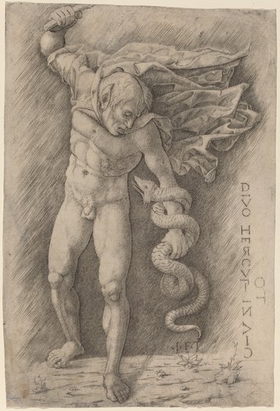Faun taistelee käärmettä vastaan tekijältä Workshop of Andrea Mantegna