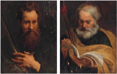 Apostolien Pyhän Paavalin ja Pyhän Tuomaan riipukset tekijältä Workshop of Anthony van Dyck